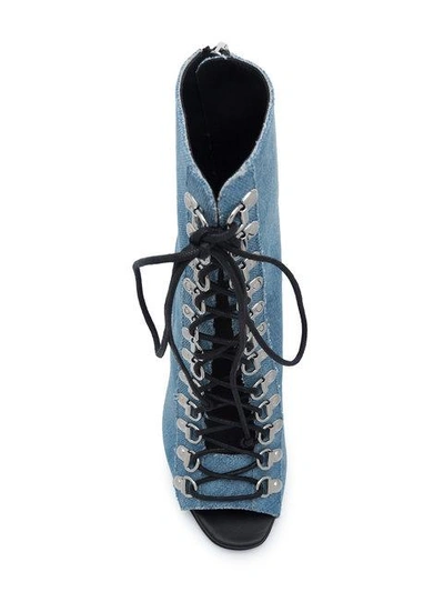 Shop Balmain Open Toe Lace In Blue