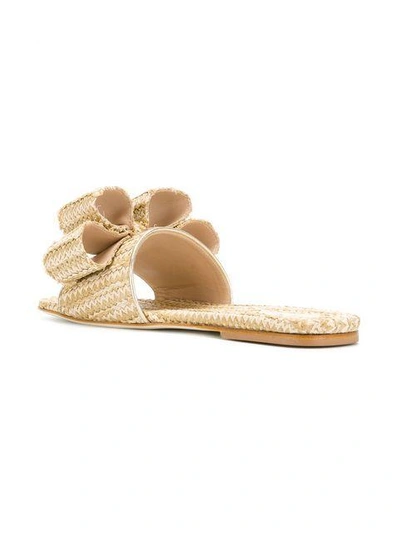 Shop Polly Plume Bow Front Weaved Sandals - Neutrals In Nude & Neutrals