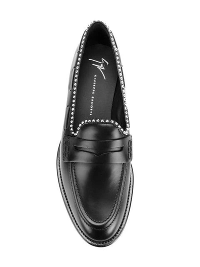 Shop Giuseppe Zanotti Loafers With Ball Chain Trim In Black