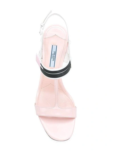 Shop Prada Logo Strap Sandals - Pink