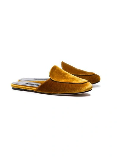 Shop Newbark Yellow Liza 15 Velvet Backless Loafers