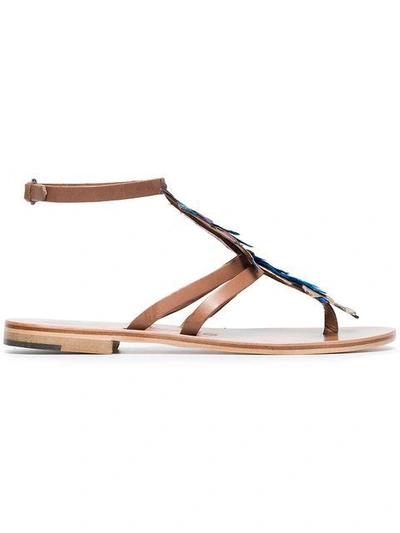 Shop Álvaro González Blue Ariana 15 Feather And Leather Sandals