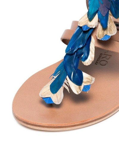 Blue Ariana feather and leather sandals
