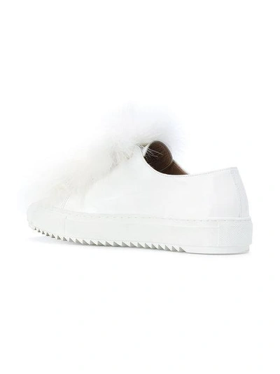 Shop Mr & Mrs Italy Fur Trim Embellished Sneakers In White