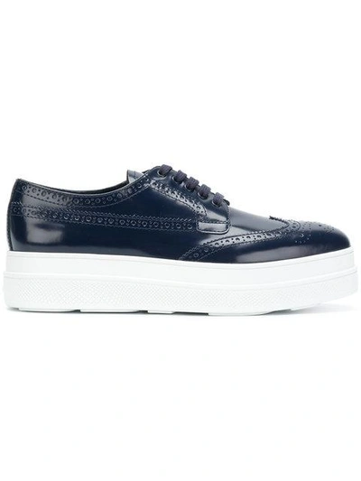 Shop Prada Platform Brogue Sneakers - Blue