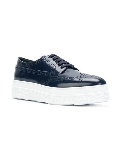 Shop Prada Platform Brogue Sneakers - Blue