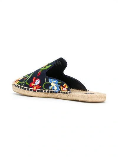 Shop Tory Burch Max Embroidered Espadrille Slides In Blue