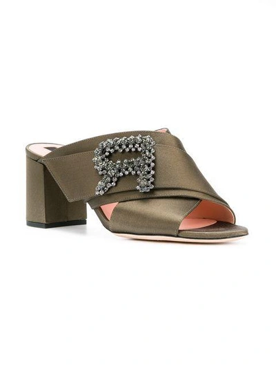 Shop Rochas Embellished Detail Mules In Green