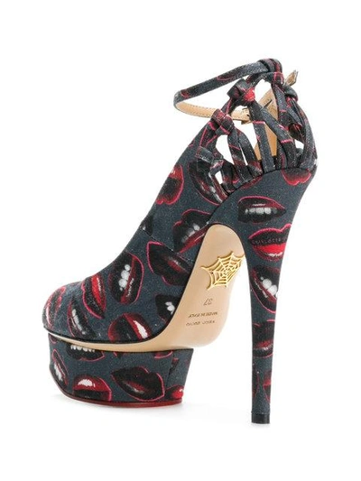 Shop Charlotte Olympia Kiss Print Pumps In Grey