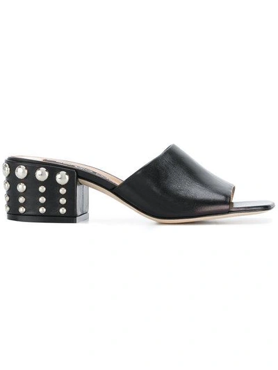 Shop Sergio Rossi Pearl Embellished Heel Mules In Black