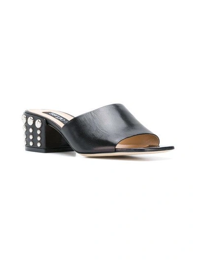 Shop Sergio Rossi Pearl Embellished Heel Mules In Black