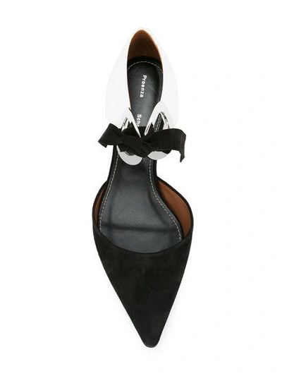 Shop Proenza Schouler Suede And Leather Grommet D'orsay Flats - Black