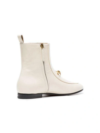 Shop Gucci White Jordaan 25 Leather Ankle Boots