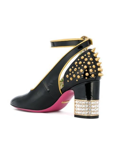 Shop Gucci Stud And Crystal Embellished Pumps In Black