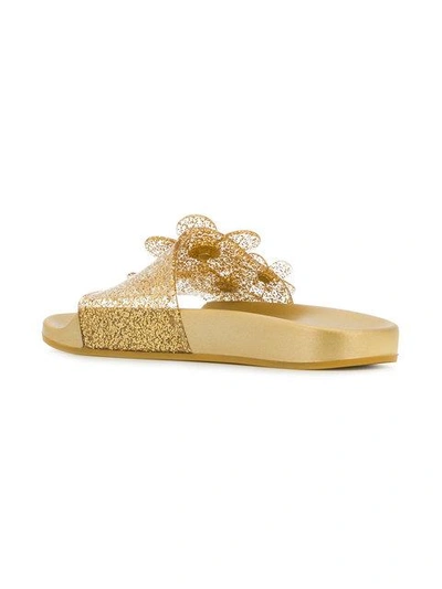 Shop Marc Jacobs Flower Design Slippers In Metallic