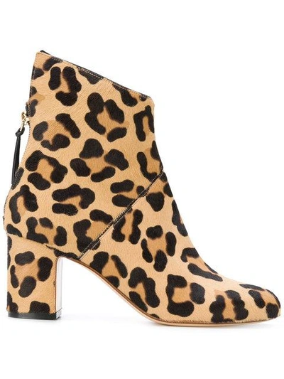 Shop Francesco Russo Leopard Print Ankle Boots In Brown