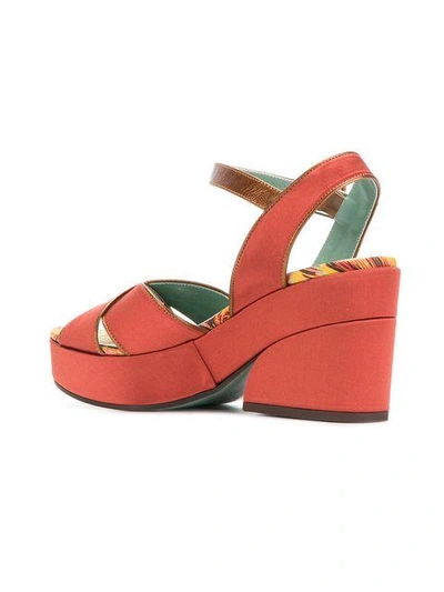 Shop Paola D'arcano Strap Contrast Sandals - Brown