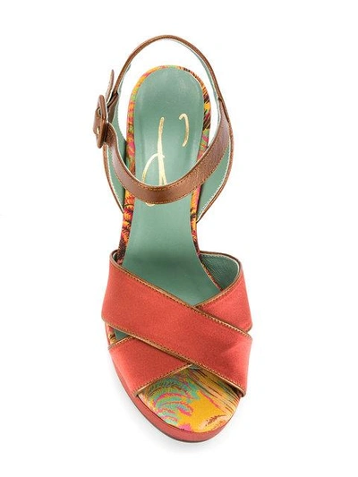 Shop Paola D'arcano Strap Contrast Sandals - Brown