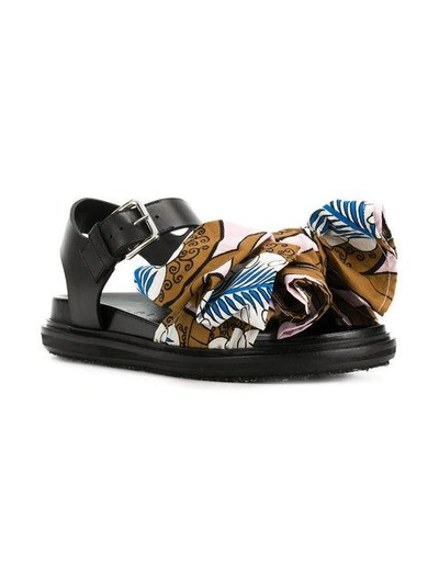 Shop Marni Bow Embellished Sandals - Black
