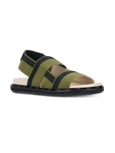 Shop Marni Double Strap Sandals - Green