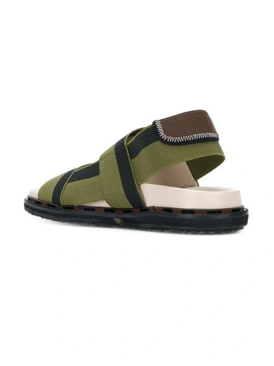 Shop Marni Double Strap Sandals - Green