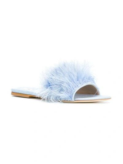 Shop Polly Plume Feather Front Sandals - Blue