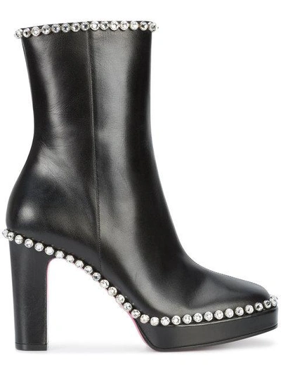 Shop Gucci Gemstone Embellished High Ankle Boots In Black