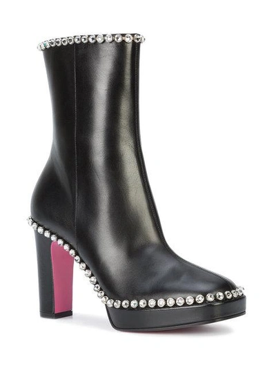 Shop Gucci Gemstone Embellished High Ankle Boots In Black