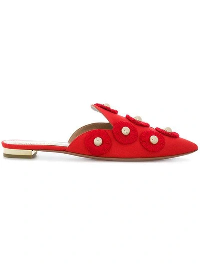 Shop Aquazzura Sunflower Mules In Red