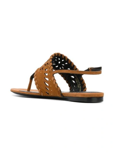 Shop Ermanno Scervino Whipstitch Sandals - Brown