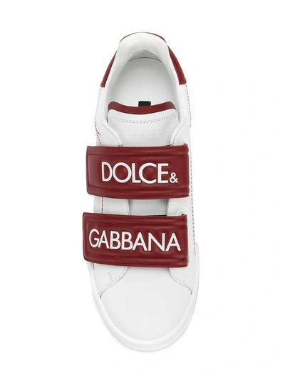 Shop Dolce & Gabbana Logo Strap Sneakers - White