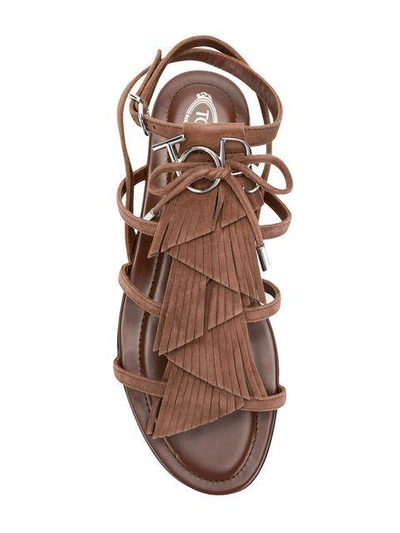 Shop Tod's Fringed Multi In Brown