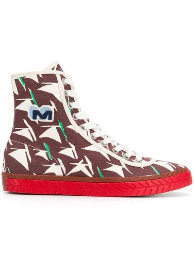 Shop Marni Printed High Tops In Brown