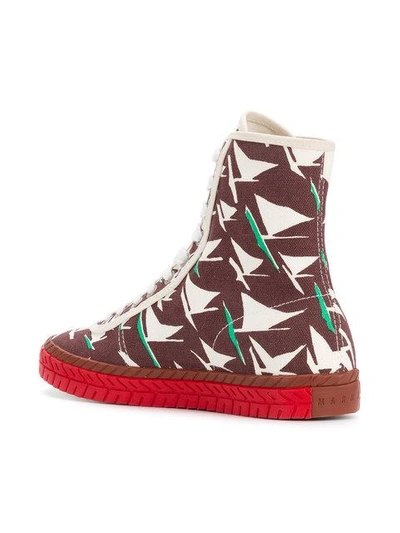 Shop Marni Printed High Tops In Brown