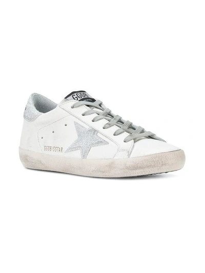 Shop Golden Goose Superstar Sneakers In E51 White Silver Glitter