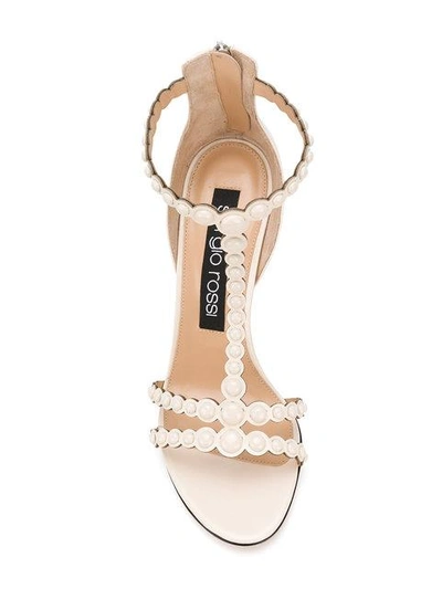 Shop Sergio Rossi Pear Embellished Heels In Neutrals