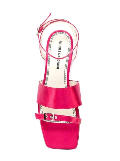 Shop Nicole Saldaã±a Buckled Satin Sandals In Pink