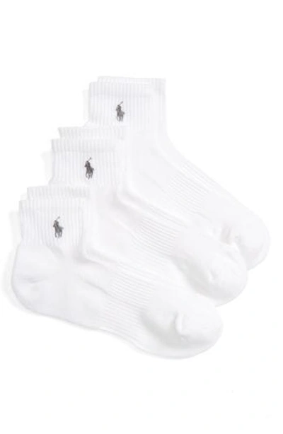 Shop Polo Ralph Lauren 3-pack Tech Athletic Quarter Socks In White