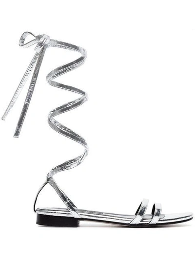 Shop Newbark Metallic Silver Rosa Eel Leather Sandals