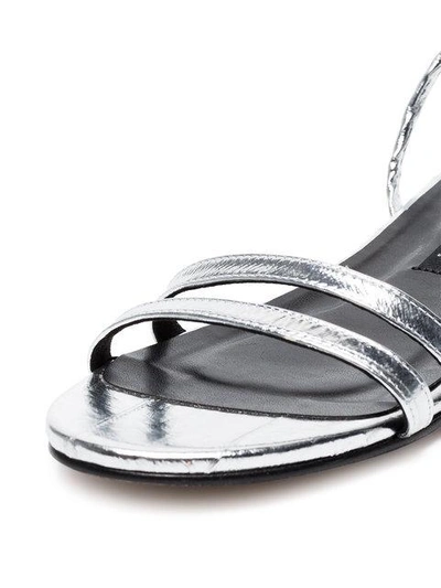 Shop Newbark Metallic Silver Rosa Eel Leather Sandals