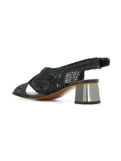 Shop Robert Clergerie Woven Crossover Strap Sandals In Black
