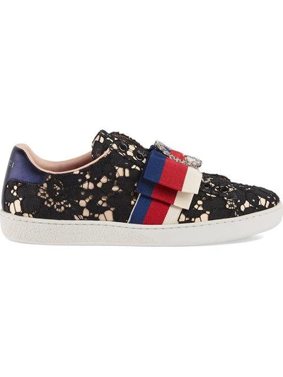 Shop Gucci Ace Lace Sneakers In 1214 Black