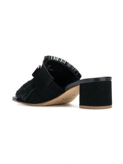 Shop Tod's Double T Fringed Mules In Black