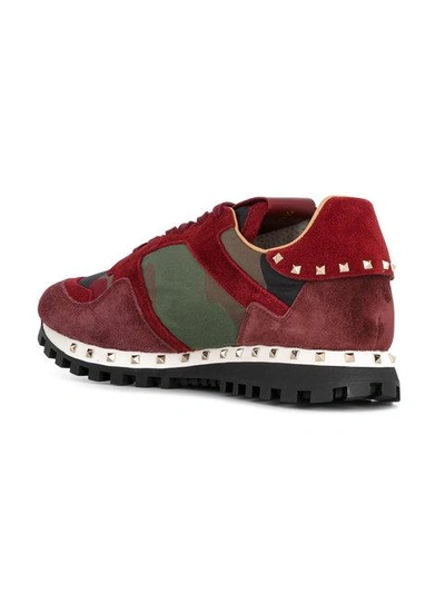 Valentino Rockstud Camo Suede Trainers In Military Green |