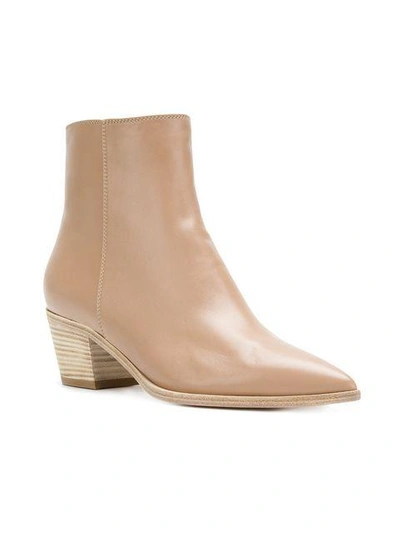 Shop Gianvito Rossi Pointed Ankle Boots - Neutrals