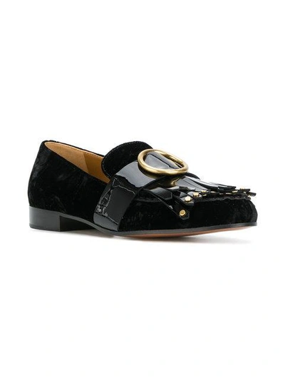 Shop Chloé Olly Fringed Loafers In Black