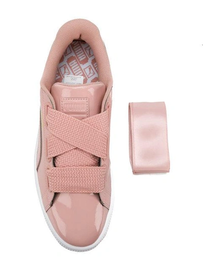 Shop Puma Basket Heart Patent Sneakers In Pink