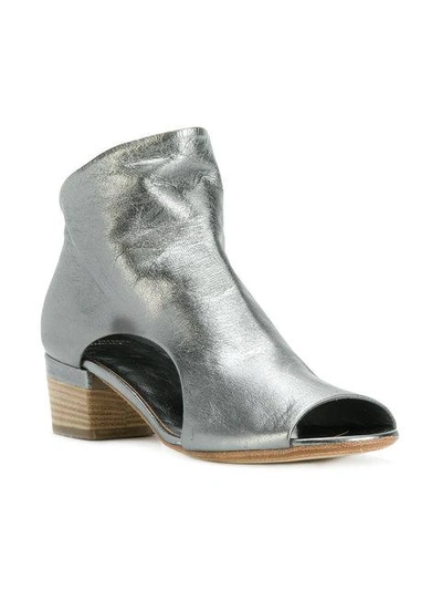 Shop Officine Creative Open Toe Cut Out Sides Ankle Boots In Grey