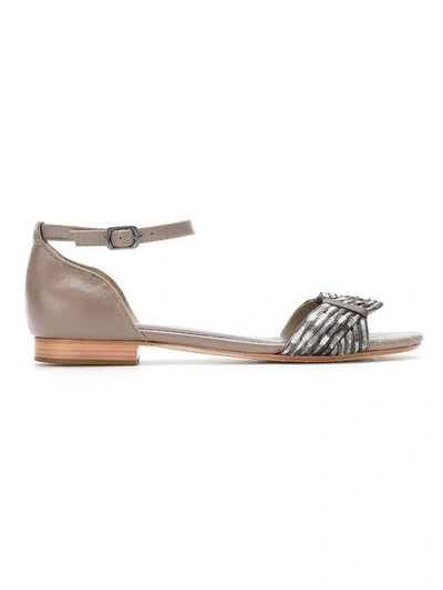 Shop Sarah Chofakian Leather Sandals In Metallic
