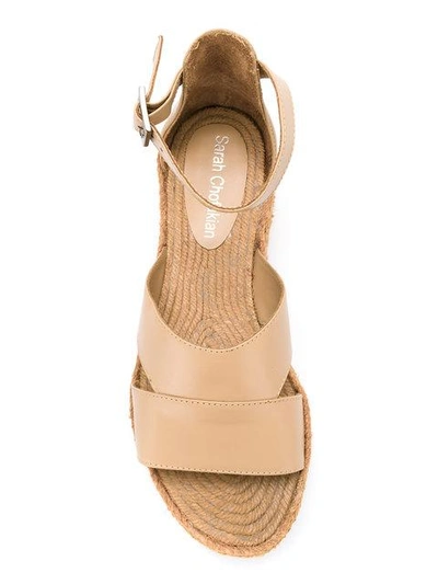 Shop Sarah Chofakian Leather Flatform Sandals - Neutrals